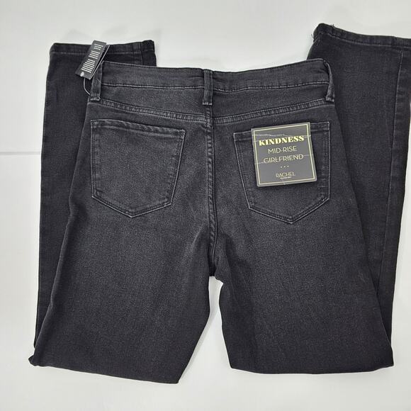 Rachel Roy Kindness Women's Black Mid-Rise Girlfriend Distressed Jeans Size 6/28 - Picture 7 of 16